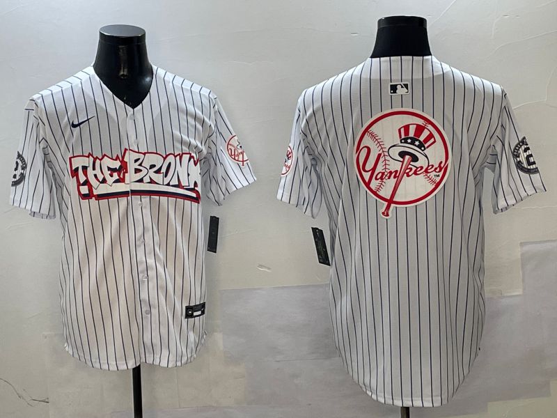 Men New York Yankees Blank White Stripe four generations Joint Name 2025 Nike MLB Jersey style 5->new york yankees->MLB Jersey